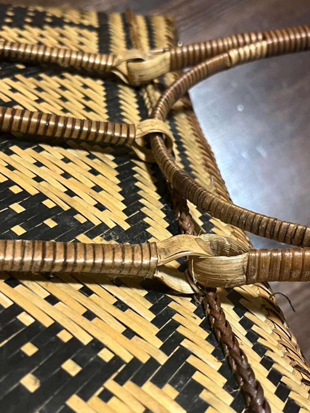 Filipino Vintage Woven Basket Purse with Handles and Zip Closure - Picture 9 of 16
